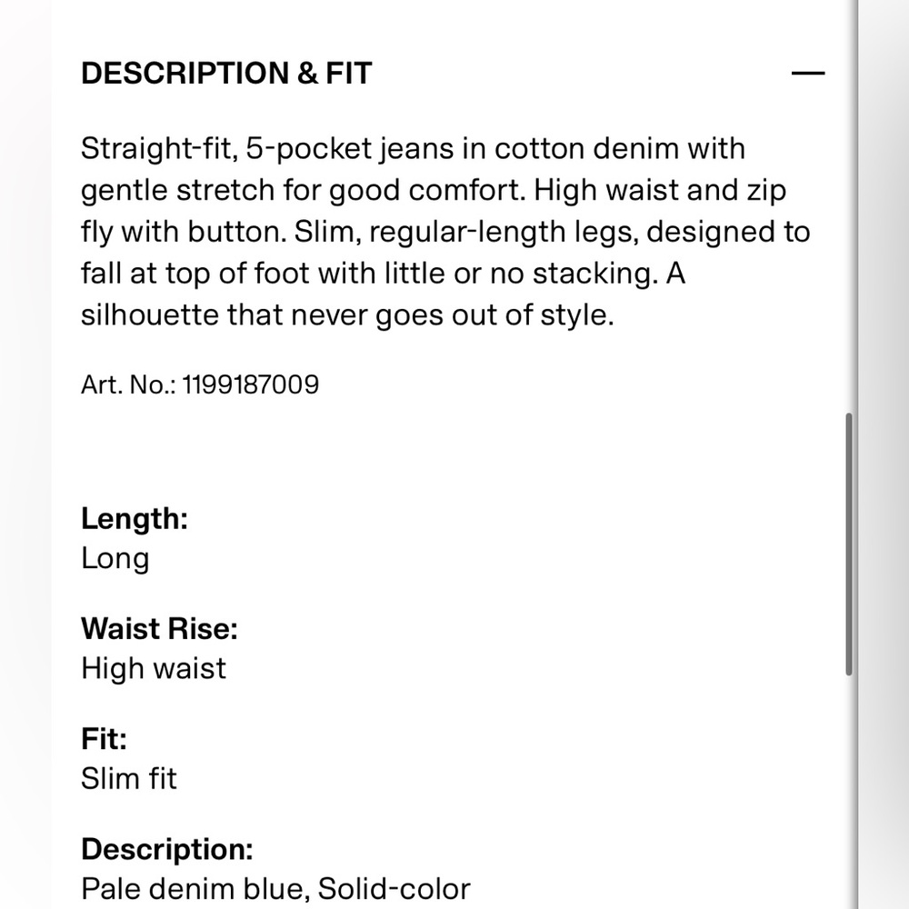 H&M High rise slim straight leg jeans - Picture 5 of 7